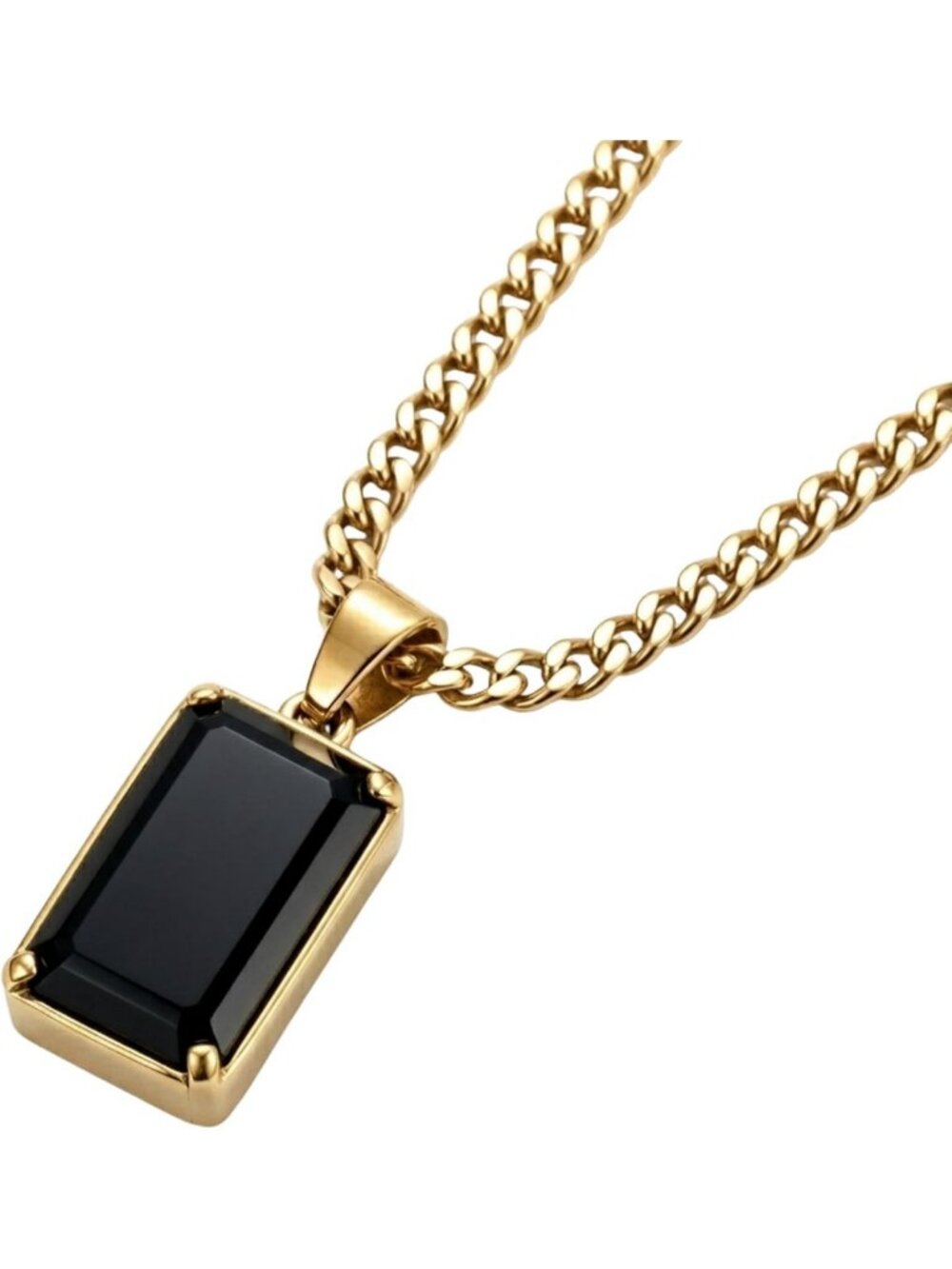 Men's Onyx & Labradorite Stone Necklace - Stylish Silver & Gold Jewelry